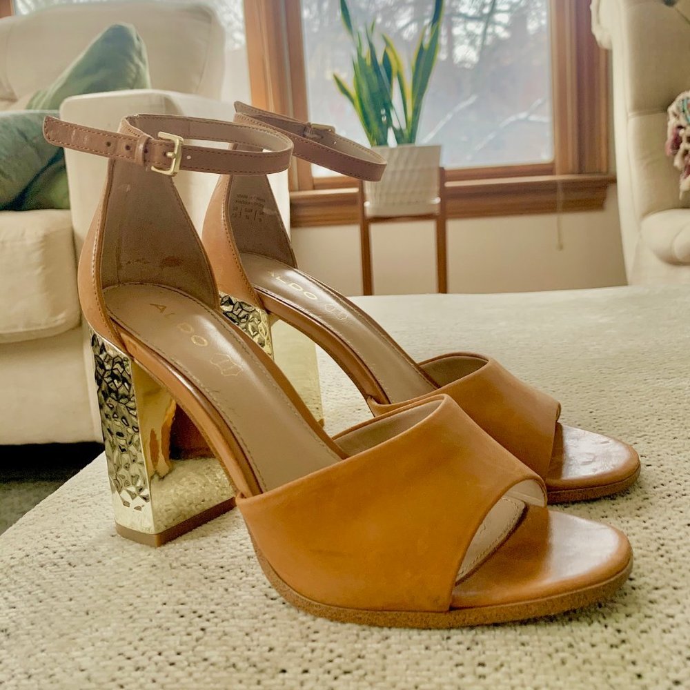 ALDO Open Toe Metallic Block Heel - Picture 3 of 7
